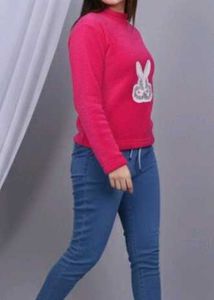 Pink Fleece Sweatshirt with Bunny