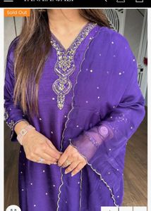 Purple Silk Embroidered Kurta Set