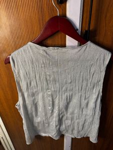 Zara silver mesh tank top