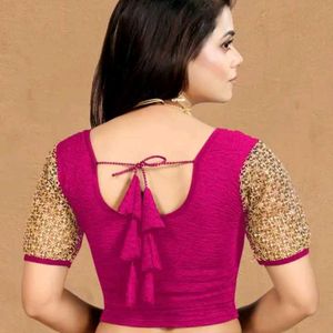 Lycra Crush Fabric Golden Sleeve Blouse For Women