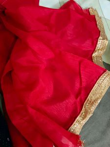 Red &amp; Gold Embroidered Lehenga