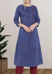 Denim Embroidered Kurta