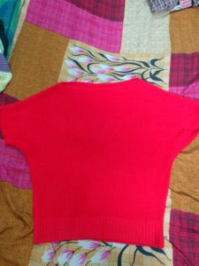 Red Embellished Knit Top