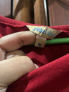 Red one shoulder dress with slit