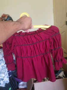Maroon Bardot Top