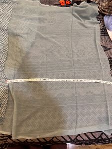 Vintage Blue Patterned Saree With Blouse Piece
