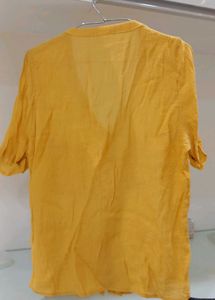 Yellow V-Neck Button-Down Shirt