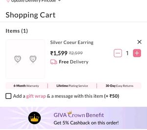 GIVA 600rs Coupon For Men And Women Any Jwellery