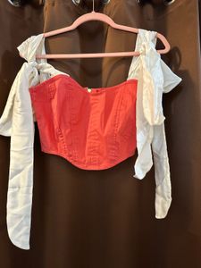 Coral Tie Up Crop Top