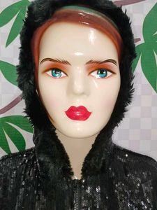 (300)Sequin Fur Trim Hoodie