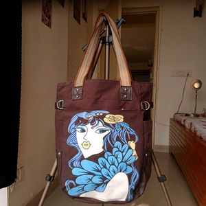 Brown Graphic Tote Bag