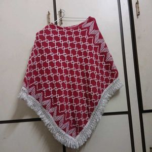 Stylish cherry & White Poncho