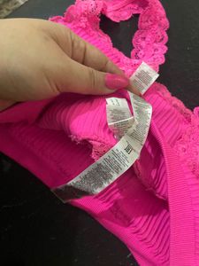 Ribbed pink bralette