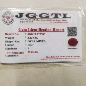 3.13 Cts. AA+Quality Natural Ruby/Manak Gemstone