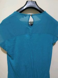 Teal Top with Sheer Detail