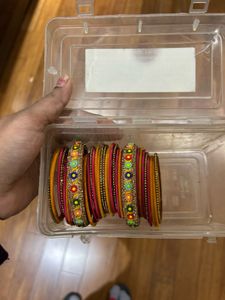 2/6 Pink &amp; Yellow Bangles Set