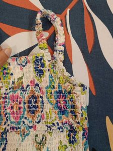 Floral Print Smocked Crop Tank Top