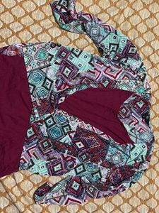 Patterned Long Sleeve Top