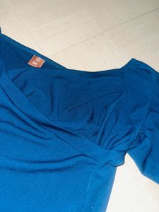 Blue Wrap Top