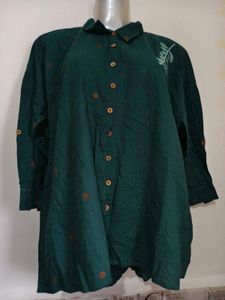 🎄Buy 1, Get 1 Free🎁XL/XXL Green Button-Down Top