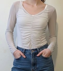 Sheer Mesh White Bodysuit (item 35)