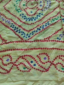 Yellow Bandhani Print Saree