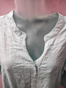 xxl silver zari print sky blue kurta