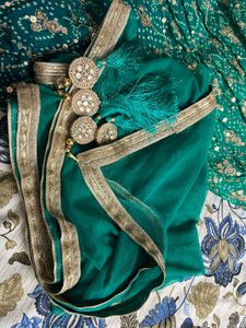 Ethnic Gown Bandhani Georgette, Gold Embroidery