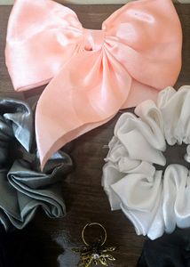 5 Scrunchies, 1 Hair Bow (With Free Ring)