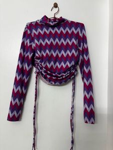 MAX Geometric Printed Crop Top with Ruching