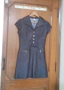 high quality imported denim short  midi dress
