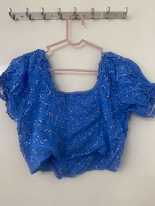 Blue Women Crop Top