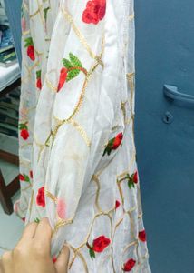 White Floral Embroidered Skirt