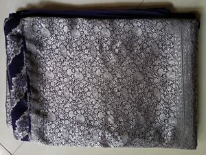 Purple And Silver Toned Festive Saree
