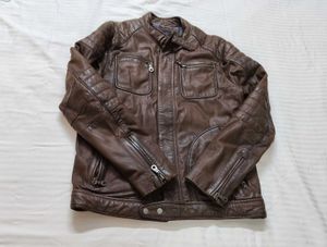 Woodland Men&#39;s Brown Pure Leather Jacket