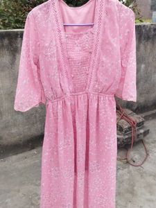 Pink Floral Print Dress(Unused)