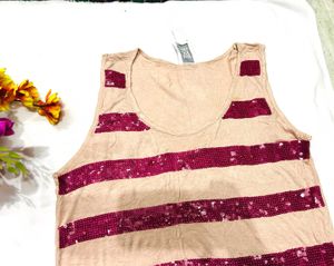 🇳🇿💫 Beautiful Sequins Work Stripped Pattern Top