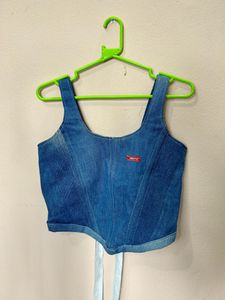 Denim Corset Top With Tie up