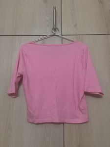 Pink Ribbed Crop Top