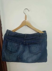 Jam Basic Dark Wash Denim Mini Skirt