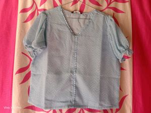 Stylish Blue V-Neck Top