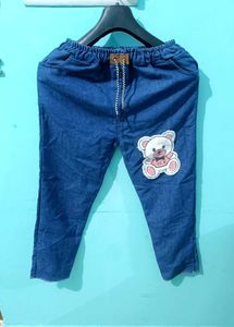 Cute Denim Jeans with Teddy Bear