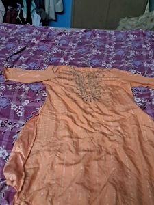 Peach Embroidered Kurti