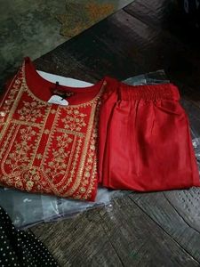 Wedding Look Kurta Pant Set In Red Colour❤️🫶