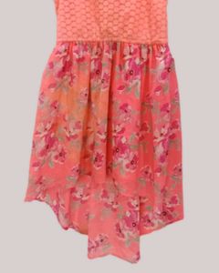 Elegant Peach-Pink Floral Dress
