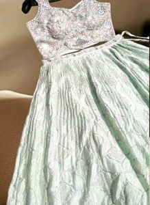 🆕🆕 FULLY STITCHED PASTEL GREEN AESTHETIC LEHENGA