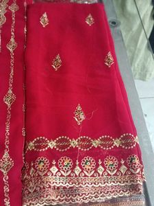 Red &amp; Gold Embroidered Salwar Kameez Suit