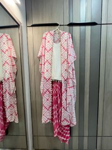 Pink Tie-Dye 3 piece Dhoti Co-ord Set