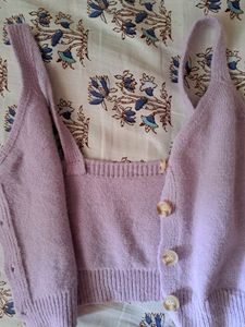 Lavender woollen crop top, size-small