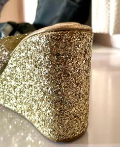 Golden Bridal Wedges